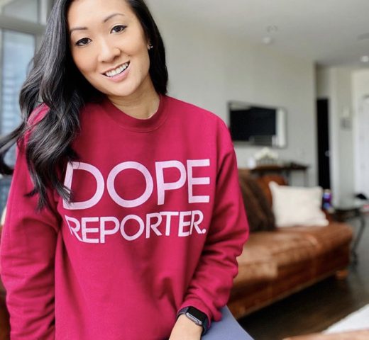 Dope Reporter sweatshirt red tv news local newsroom