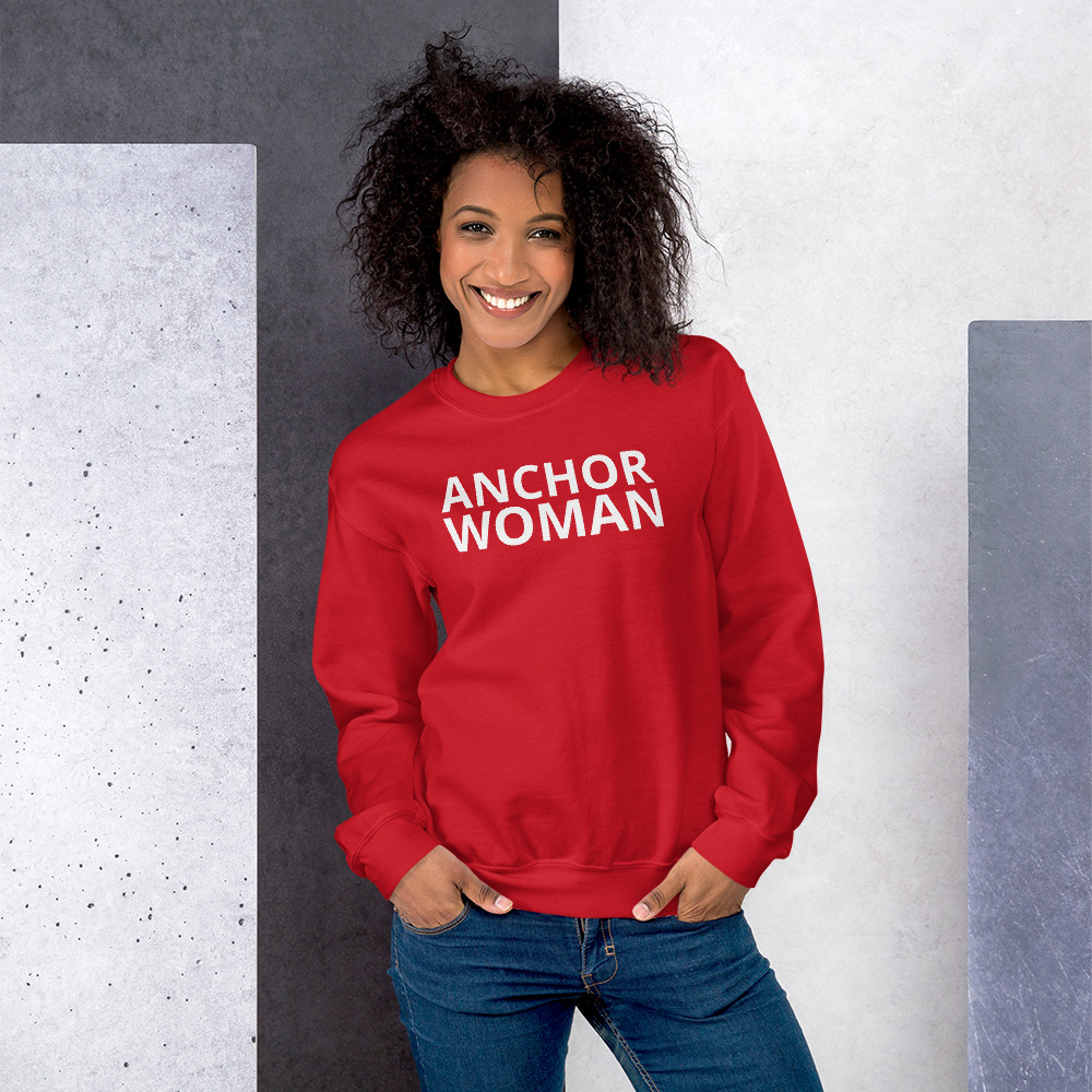 anchor woman sweatshirt red