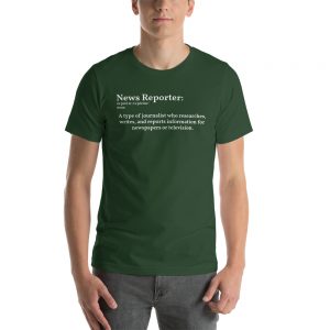 define reporter unisex tshirt green