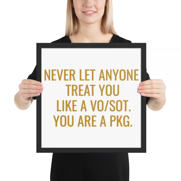 Never Let Anyone Treat You Like A VO/SOT. You Are A PKG Framed Poster Gold