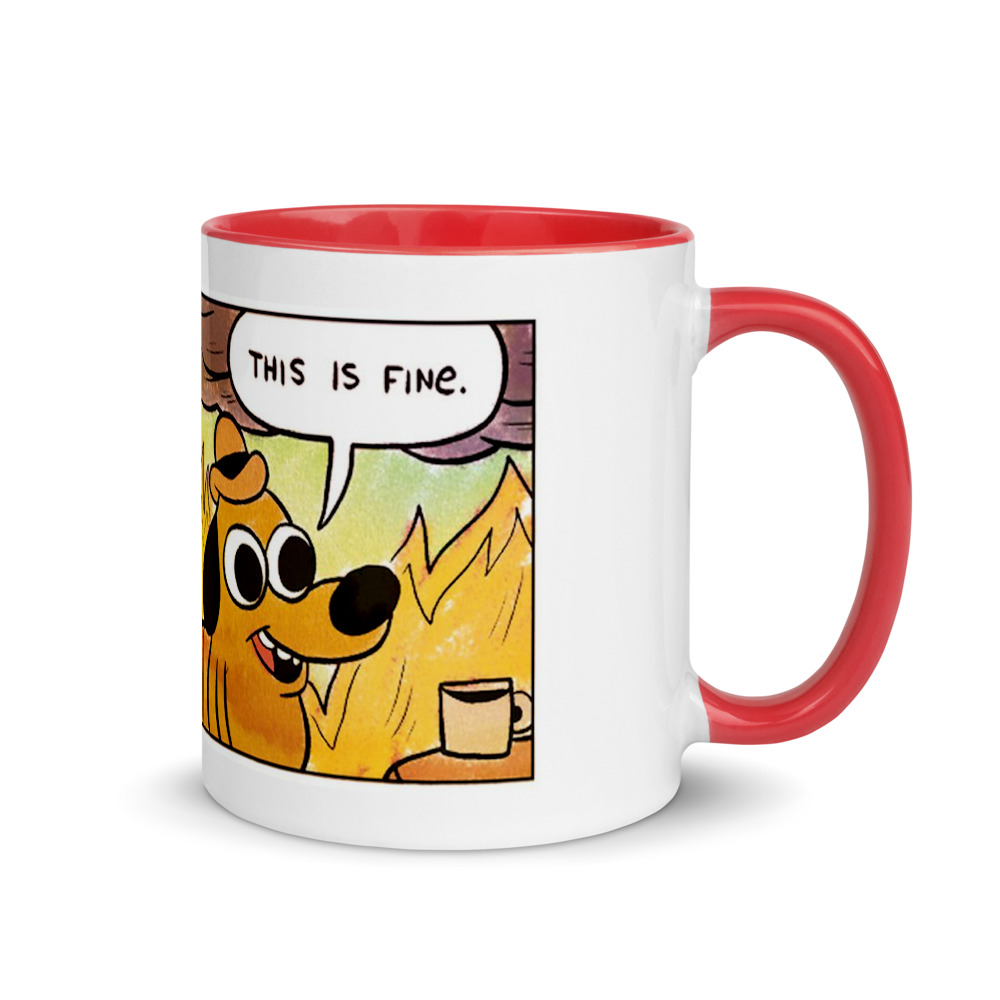 This is fine coffee mug red