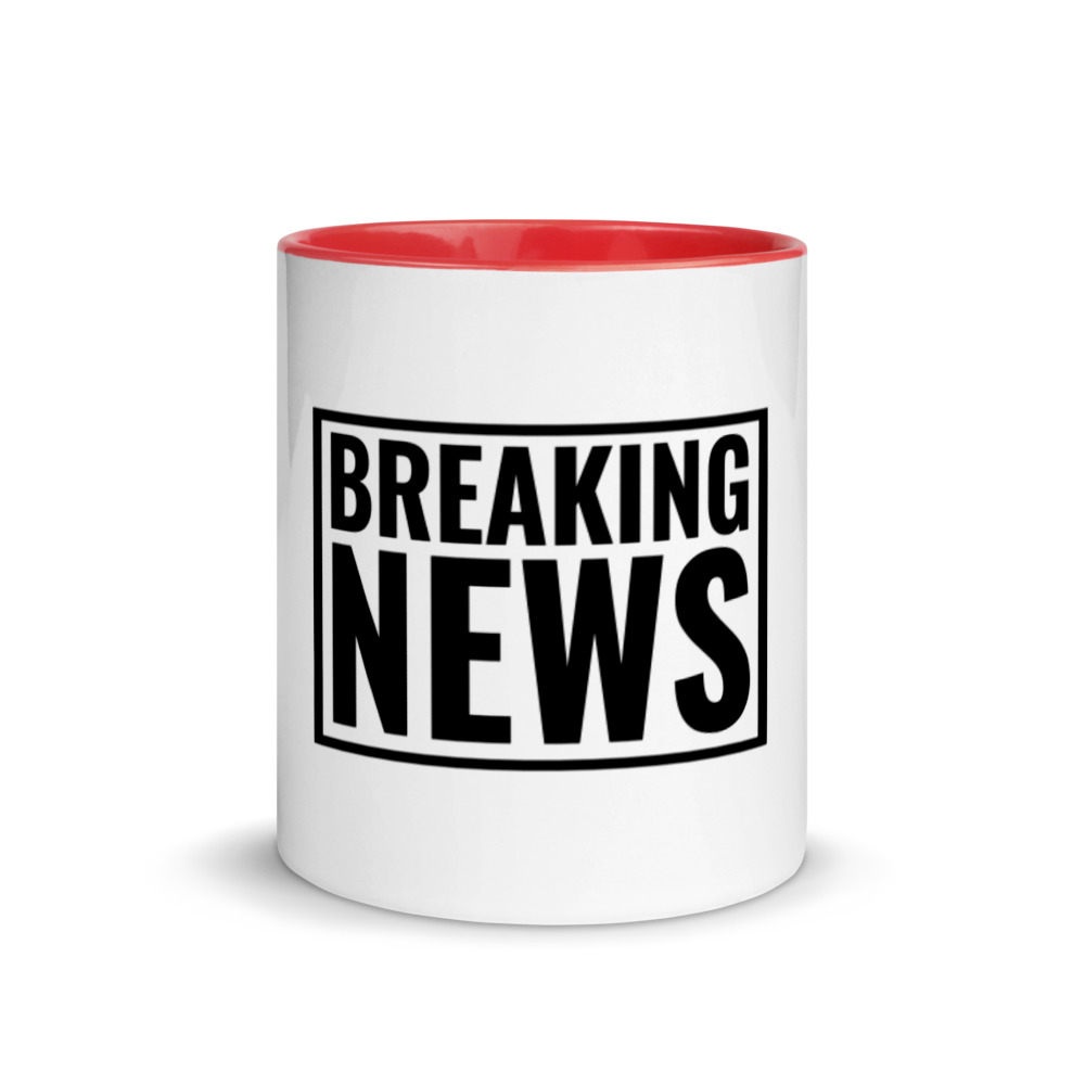 Breaking News Mug with Color Inside red