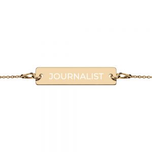 Journalist Engraved Bar Chain Bracelet gold