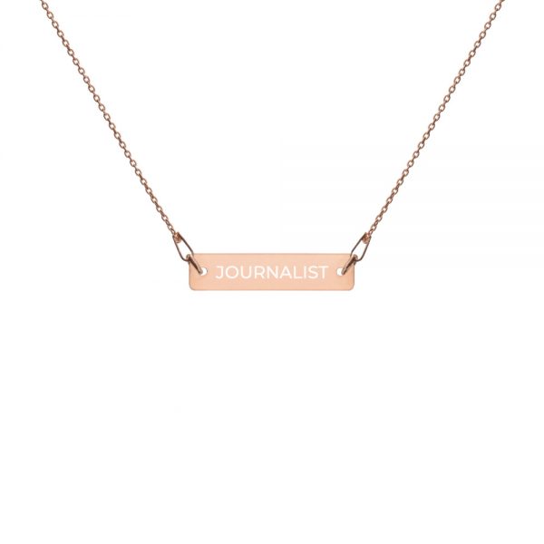 Journalist Engraved Bar Chain Necklace gold