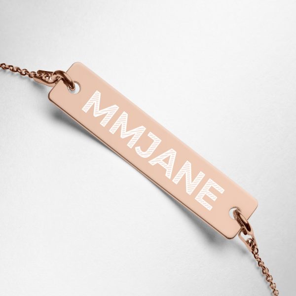 MMJANE Engraved Bar Chain Necklace rose gold