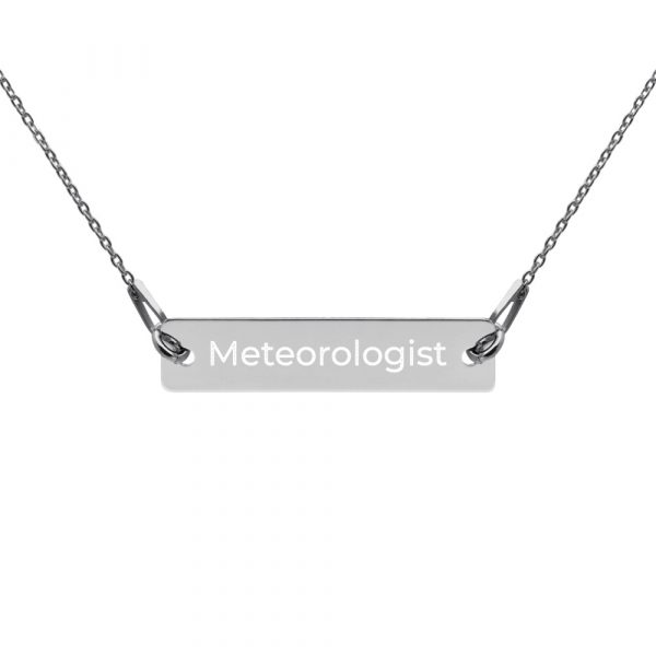 Meteorologist Engraved Bar Chain Necklace silver