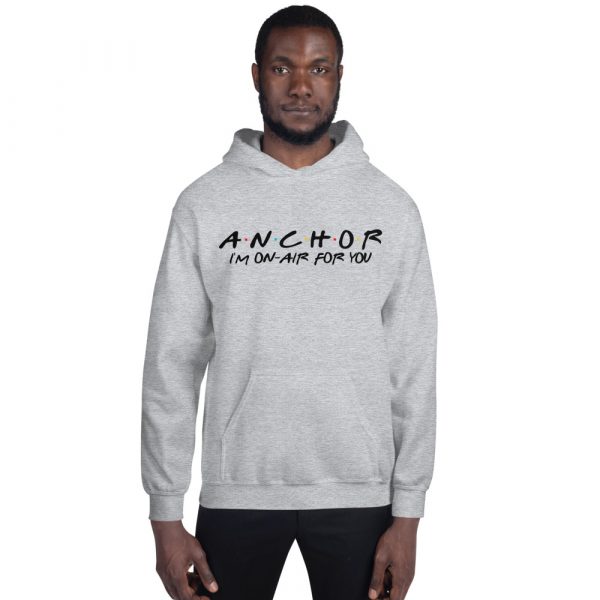 FRIENDS Themed Anchor Hoodie with Black Font grey